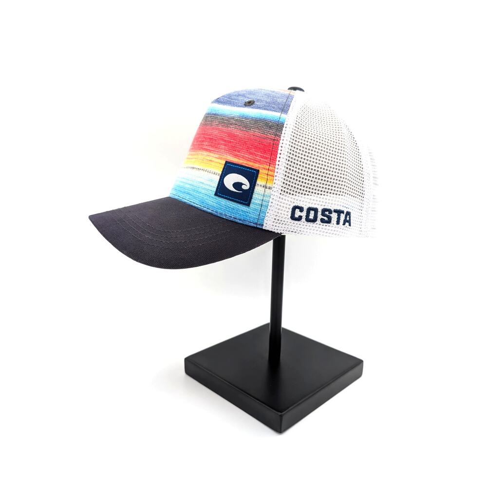 Costa del Mar Baja Stripe Trucker Hat One Size Retro Snapback Mesh Baseball Cap